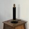 Mid-Century French Black Leather and Brass Table Lamp, Image 8