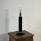 Mid-Century French Black Leather and Brass Table Lamp 2