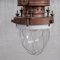Lampe à Suspension Industrielle Antique en Cuivre, Laiton et Verre 4