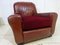 Distressed Leather Club Chair, 1950s, Image 1