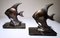 Art Deco French Spelter Fish Bookends on Marquinia Marble Bases, 1930s, Set of 2 5