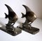 Art Deco French Spelter Fish Bookends on Marquinia Marble Bases, 1930s, Set of 2 7