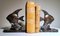Art Deco French Spelter Fish Bookends on Marquinia Marble Bases, 1930s, Set of 2 3