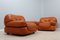 Cognac Leather Armchairs by Girgi for Sapporo, 1970s, Set of 2 13