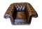 Club chair Chesterfield in pelle marrone fatta a mano con dettagli in ottone, anni '90, Immagine 1