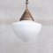 Mid-Century Glass Opaline and Brass Pendant Light 1