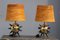 Italian Table Lamps in Brass, Metal & Bamboo, 1950s, Set of 2 1