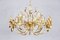 Lámpara de araña Hollywood Regency Mid-Century de latón dorado y cristal de Palwa, años 60, Imagen 4