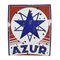 Azurblauer emaillierter Tankstellenteller 3