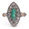 Antique 18k Gold and Silver Ring with Emerald and Rose Cut Diamonds, Early 900s 1