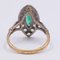 Antique 18k Gold and Silver Ring with Emerald and Rose Cut Diamonds, Early 900s 4