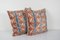 Federe quadrate Ikat in velluto di seta, anni '70, set di 2, Immagine 4