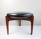 Vintage Danish Stool in Teak with Black Faux Leather Cover by Sven Ellekaer for Christian Linneberg, 1960s, Image 5