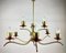 Italian Chandelier in Gilt Brass with Red Decorated Elements, 1980s 2