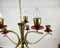 Italian Chandelier in Gilt Brass with Red Decorated Elements, 1980s 3