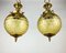 Vintage Ceiling Lamp in Gilt Brass and Textured Glass, Belgium, 1980s, Image 4