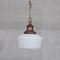 Mid-Century Opaline and Copper Pendant Lights, Set of 2 1