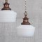 Mid-Century Opaline and Copper Pendant Lights, Set of 2 5