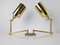 Double Arm Brass Sconce in the Style of W. Hansen, 1970s, Image 1