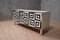 Mid-Century Italian Black and White Art Glass and Brass Sideboard, 1980s 2