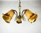 Vintage French Hanging Light in Gilt Brass & Colored Glass Lamp, 1980s 2