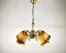 Vintage French Hanging Light in Gilt Brass & Colored Glass Lamp, 1980s 1