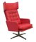 Red Leatherette Swivel Armchair, 1970s 3