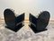 Art Deco Armchairs in Black Lacquer, Wood, Metal & Velvet, France, 1950s, Set of 2, Image 5