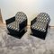 Art Deco Armchairs in Black Lacquer, Wood, Metal & Velvet, France, 1950s, Set of 2 9