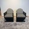 Art Deco Armchairs in Black Lacquer, Wood, Metal & Velvet, France, 1950s, Set of 2 4