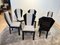 Art Deco Dining Chairs in Black Lacquer & Grey Fabric, France, 1930s, Set of 6 5