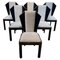 Art Deco Dining Chairs in Black Lacquer & Grey Fabric, France, 1930s, Set of 6 1