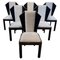 Art Deco Dining Chairs in Black Lacquer & Grey Fabric, France, 1930s, Set of 6, Image 1