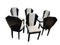 Art Deco Dining Chairs in Black Lacquer & Grey Fabric, France, 1930s, Set of 6 2