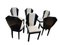 Art Deco Dining Chairs in Black Lacquer & Grey Fabric, France, 1930s, Set of 6, Image 2