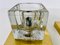 Eisglas Cube Wandlampen mit Messingfuß von Peill & Putzler, 1970er, 2er Set 5