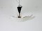 Lámpara de araña Sputnik italiana de vidrio opalino con tres brazos, años 50, Imagen 6