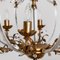 Lámpara de araña de cristal y latón dorado con seis luces, años 60, Imagen 3