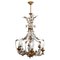 Crystal Glass & Gilt Brass 6-Light Chandelier attributed to Palwa, 1960s 1