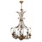 Crystal Glass & Gilt Brass 6-Light Chandelier attributed to Palwa, 1960s, Image 1