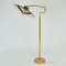 Italian Swing Arm Floor Lamp in Brass with Original Black Shade, 1950s, Image 9