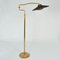 Italian Swing Arm Floor Lamp in Brass with Original Black Shade, 1950s, Image 12
