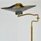 Lampada da terra con braccio flessibile in ottone con paralume originale nero, Italia, anni '50, Immagine 6
