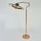 Italian Swing Arm Floor Lamp in Brass with Original Black Shade, 1950s 3