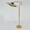Italian Swing Arm Floor Lamp in Brass with Original Black Shade, 1950s, Image 3