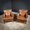 Vintage Dark Brown Leather Armchairs, Set of 2 1