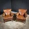 Vintage Dark Brown Leather Armchairs, Set of 2, Image 1