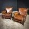 Vintage Dark Brown Leather Armchairs, Set of 2, Image 2