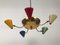 Italian Chandelier in Brass and Enamel, 1950s, Image 6