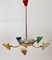 Italian Chandelier in Brass and Enamel, 1950s, Image 2